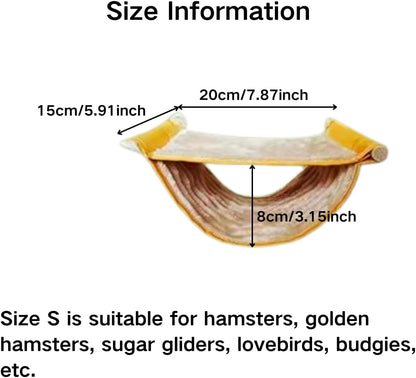 Warm Hamster Hammock House Mouse Rat Hanging Swing Bed Guinea Pig Cage Bedding Small Pet Animal Double Layer Cage Tent Hut Nest for Winter Sugar Glider Parrot Hamster Play Sleep (Yellow,Small)