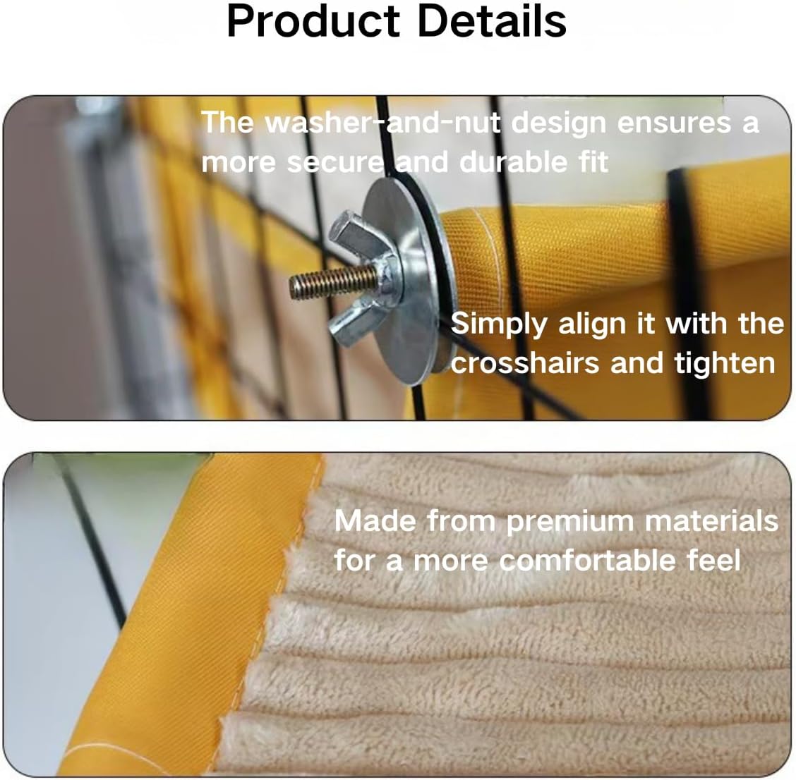 Warm Hamster Hammock House Mouse Rat Hanging Swing Bed Guinea Pig Cage Bedding Small Pet Animal Double Layer Cage Tent Hut Nest for Winter Sugar Glider Parrot Hamster Play Sleep (Yellow,Small)
