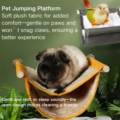 Warm Hamster Hammock House Mouse Rat Hanging Swing Bed Guinea Pig Cage Bedding Small Pet Animal Double Layer Cage Tent Hut Nest for Winter Sugar Glider Parrot Hamster Play Sleep (Yellow,Small)