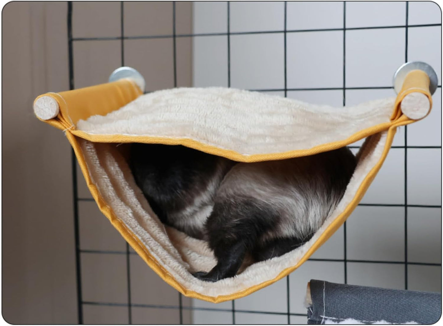 Warm Hamster Hammock House Mouse Rat Hanging Swing Bed Guinea Pig Cage Bedding Small Pet Animal Double Layer Cage Tent Hut Nest for Winter Sugar Glider Parrot Hamster Play Sleep (Yellow,Small)