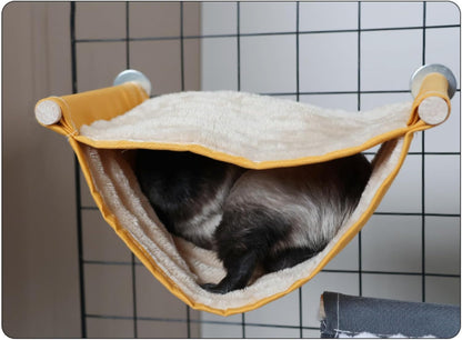 Warm Hamster Hammock House Mouse Rat Hanging Swing Bed Guinea Pig Cage Bedding Small Pet Animal Double Layer Cage Tent Hut Nest for Winter Sugar Glider Parrot Hamster Play Sleep (Yellow,Small)