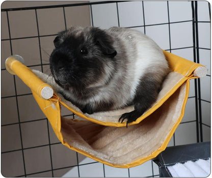 Warm Hamster Hammock House Mouse Rat Hanging Swing Bed Guinea Pig Cage Bedding Small Pet Animal Double Layer Cage Tent Hut Nest for Winter Sugar Glider Parrot Hamster Play Sleep (Yellow,Small)