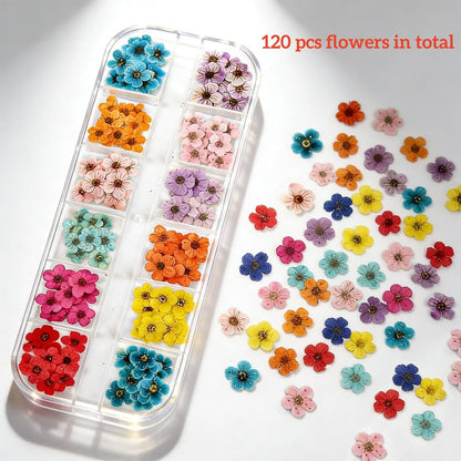 Mini Dried Flowers for Resin Nail Art, 120 Pcs Small Tiny Real Natural Dry Flowers Five Petal Flowers for for Nail Art, Resin Jewelry, Candle Making, Soap Making and DIY Crafts