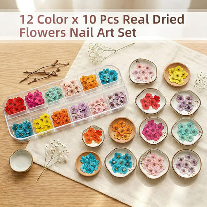 Mini Dried Flowers for Resin Nail Art, 120 Pcs Small Tiny Real Natural Dry Flowers Five Petal Flowers for for Nail Art, Resin Jewelry, Candle Making, Soap Making and DIY Crafts