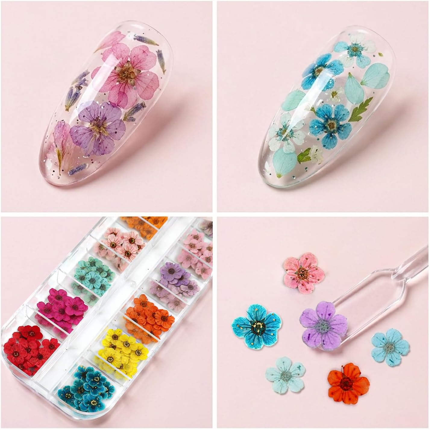 Mini Dried Flowers for Resin Nail Art, 120 Pcs Small Tiny Real Natural Dry Flowers Five Petal Flowers for for Nail Art, Resin Jewelry, Candle Making, Soap Making and DIY Crafts