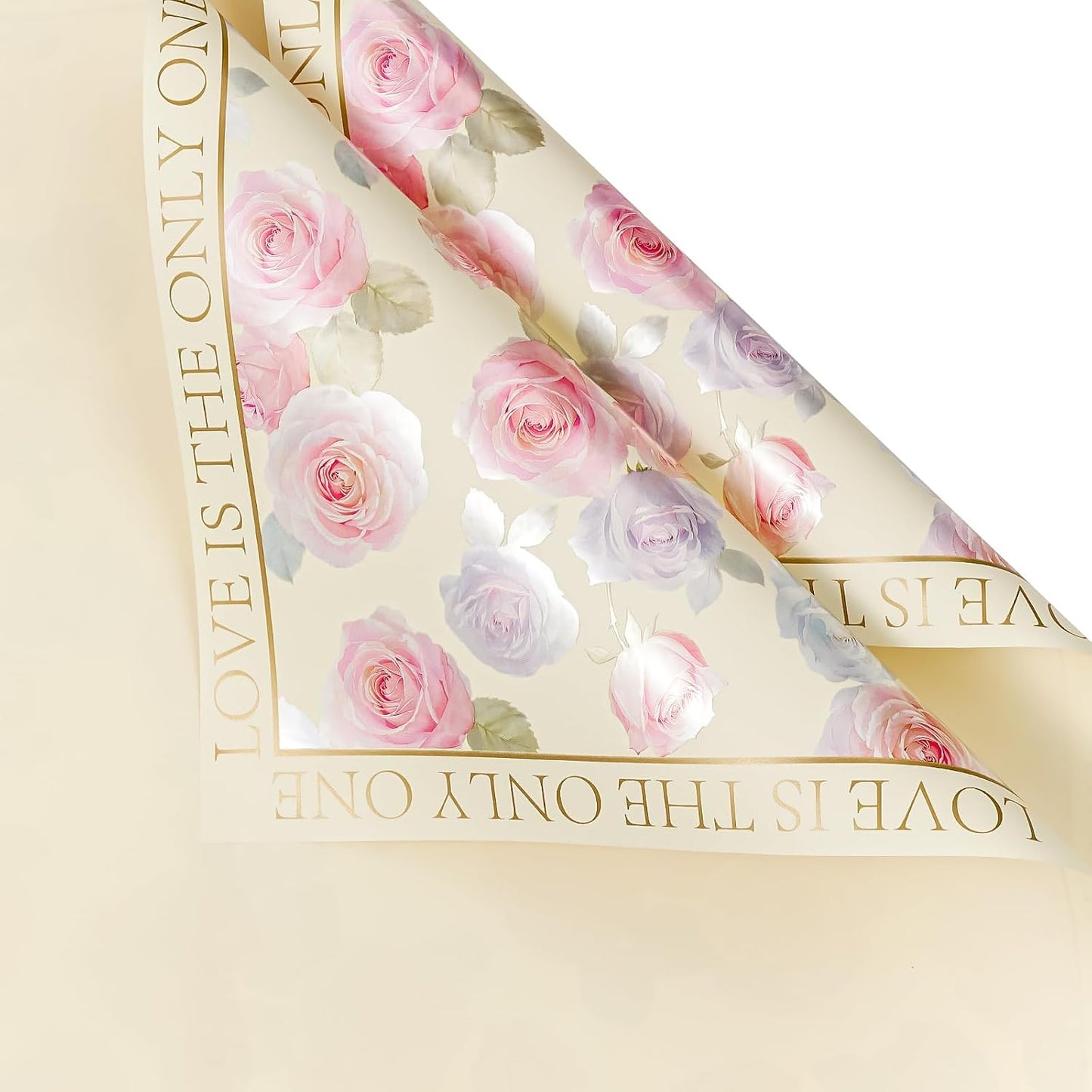 20 Sheets Yellow Flower Wrapping Paper - 22.4 x 22.4 inch Rose Design Water-Resistant Floral Bouquet Wrapping Paper, Florist Supplies Packaging for Wedding Birthday Gift DIY