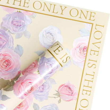 20 Sheets Yellow Flower Wrapping Paper - 22.4 x 22.4 inch Rose Design Water-Resistant Floral Bouquet Wrapping Paper, Florist Supplies Packaging for Wedding Birthday Gift DIY