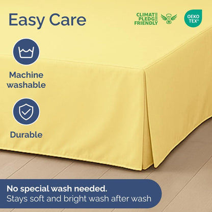 Pleated Bed Skirt Queen Size - 3 Sided Pleated Bed Skirt Queen - Ultra-Soft, Easy Fit with 12 Inch Tailored Drop - Hotel Quality, Wrinkle Free & Fade Resistant - for Women, Men, Kids & Teens - Yellow