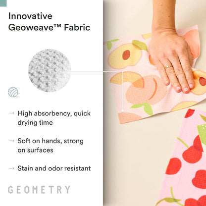 Kitchen Dish Cloths - Spring & Summer Collection - Premium Dishcloths with Geoweave - Absorbent & Fast Drying Kitchen Towels - Lemon Delight, 10" x 10" - 3-Pieces