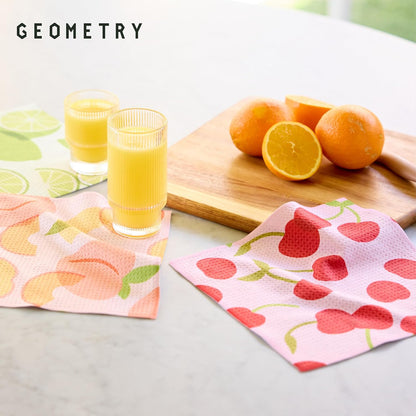 Kitchen Dish Cloths - Spring & Summer Collection - Premium Dishcloths with Geoweave - Absorbent & Fast Drying Kitchen Towels - Lemon Delight, 10" x 10" - 3-Pieces