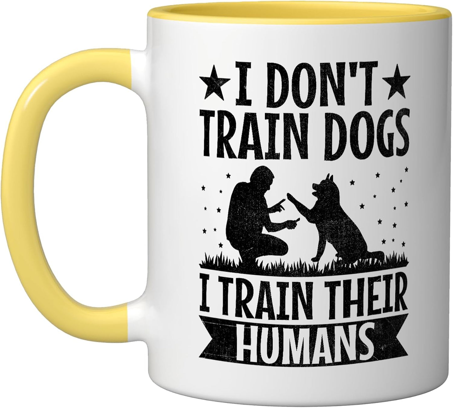 Dog Trainer Dog Training Training Dogs Pet Care Professional Ceramic Mug, Yellow/White, 11oz