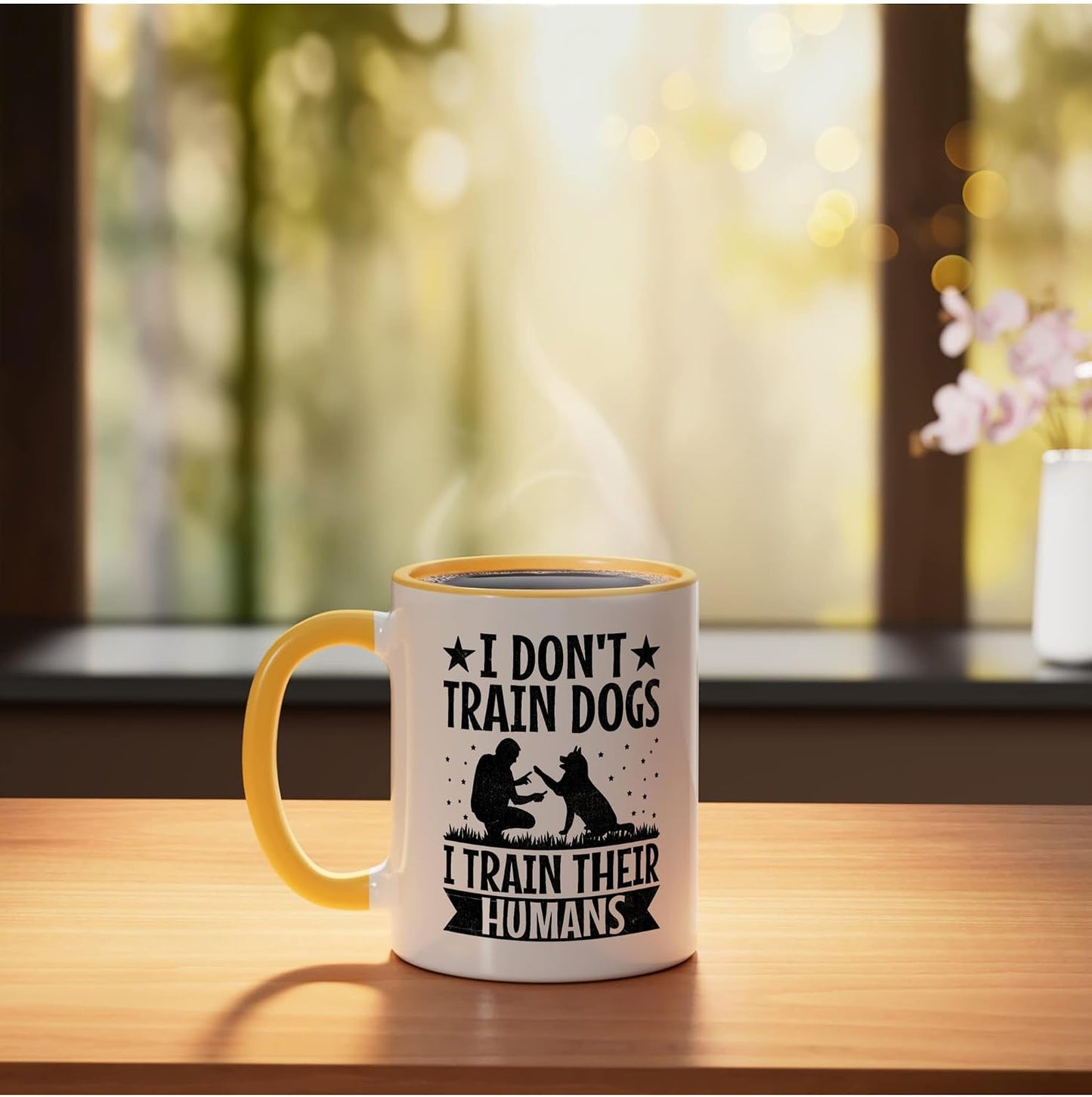 Dog Trainer Dog Training Training Dogs Pet Care Professional Ceramic Mug, Yellow/White, 11oz