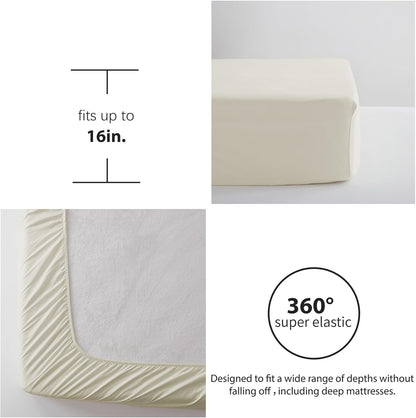 Queen Comforter Set 7 Pieces, Pale Yellow Seersucker Bed in a Bag with Comforter, 2 Pillow Shams, 2 Pillowcases, 1 Flat Sheet, 1 Fitted Sheet