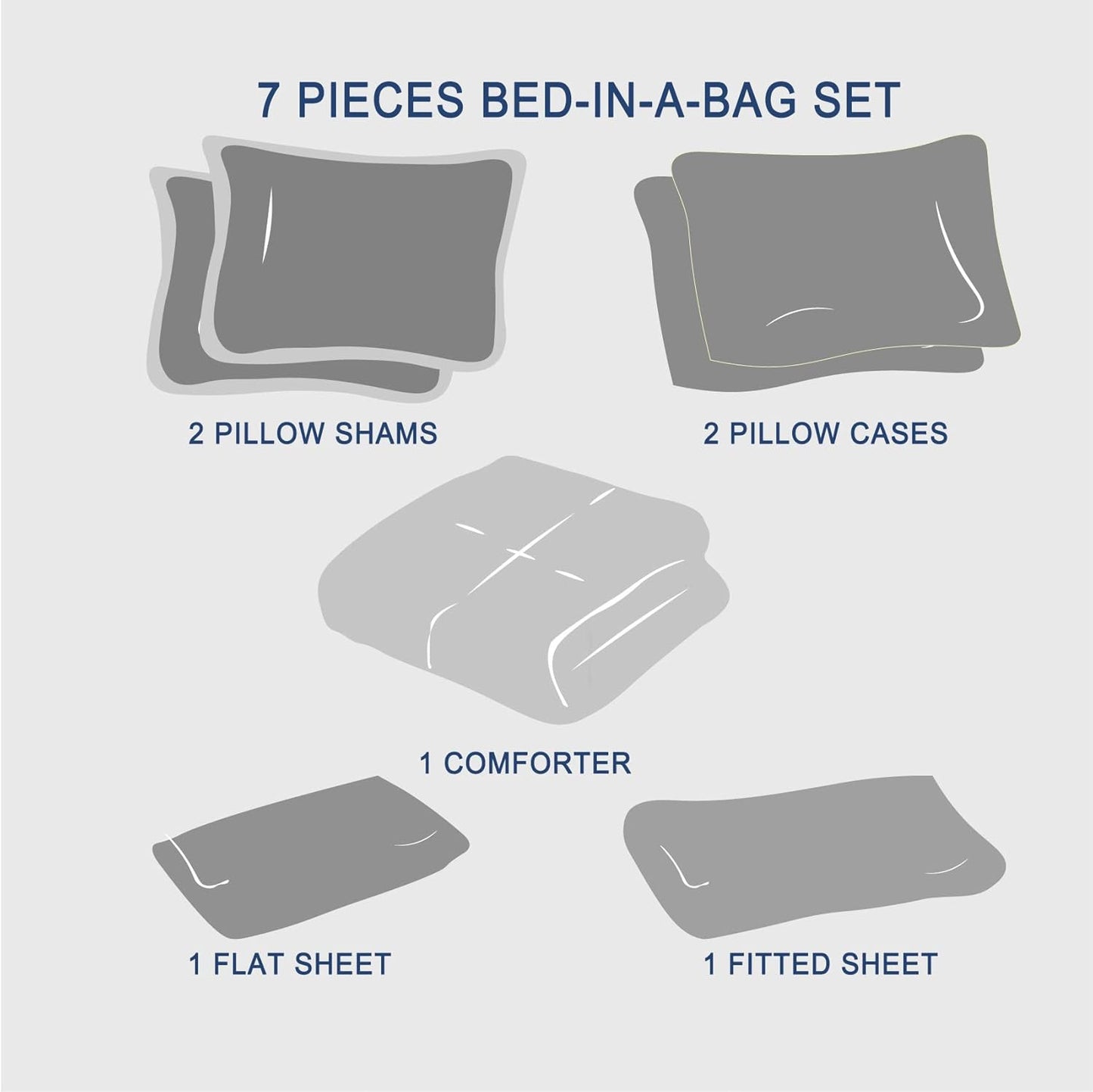 Queen Comforter Set 7 Pieces, Pale Yellow Seersucker Bed in a Bag with Comforter, 2 Pillow Shams, 2 Pillowcases, 1 Flat Sheet, 1 Fitted Sheet