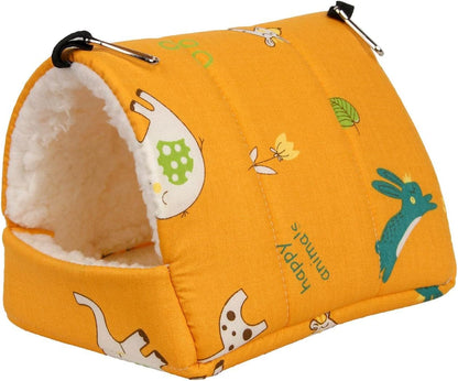 Soft Hamster Hammock Bed Cage Accessories Warm Hideout Hanging Bedding Toy House for Chinchilla Small Animals Ferret Sugar Glider, Yellow