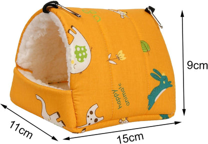 Soft Hamster Hammock Bed Cage Accessories Warm Hideout Hanging Bedding Toy House for Chinchilla Small Animals Ferret Sugar Glider, Yellow