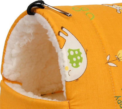 Soft Hamster Hammock Bed Cage Accessories Warm Hideout Hanging Bedding Toy House for Chinchilla Small Animals Ferret Sugar Glider, Yellow