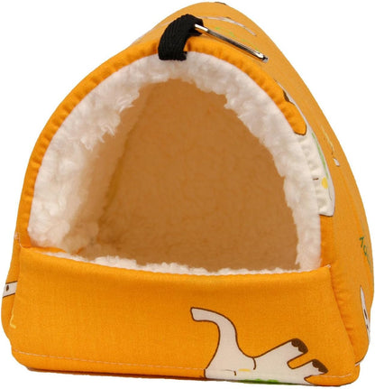 Soft Hamster Hammock Bed Cage Accessories Warm Hideout Hanging Bedding Toy House for Chinchilla Small Animals Ferret Sugar Glider, Yellow