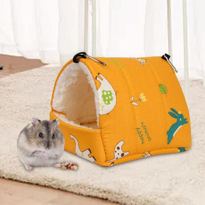 Soft Hamster Hammock Bed Cage Accessories Warm Hideout Hanging Bedding Toy House for Chinchilla Small Animals Ferret Sugar Glider, Yellow