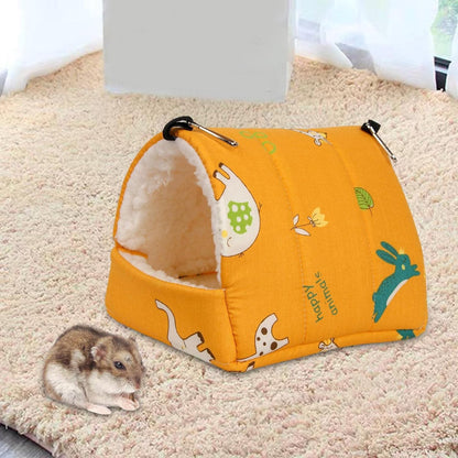 Soft Hamster Hammock Bed Cage Accessories Warm Hideout Hanging Bedding Toy House for Chinchilla Small Animals Ferret Sugar Glider, Yellow
