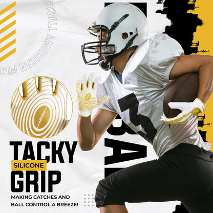 Youth Football Gloves for Boys Girls, Sticky Wide Receiver Gloves for Kids, Junior Flag Football Gloves
