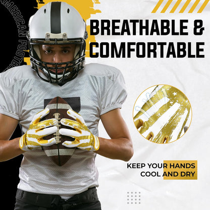 Youth Football Gloves for Boys Girls, Sticky Wide Receiver Gloves for Kids, Junior Flag Football Gloves