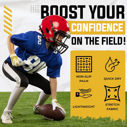 Youth Football Gloves for Boys Girls, Sticky Wide Receiver Gloves for Kids, Junior Flag Football Gloves