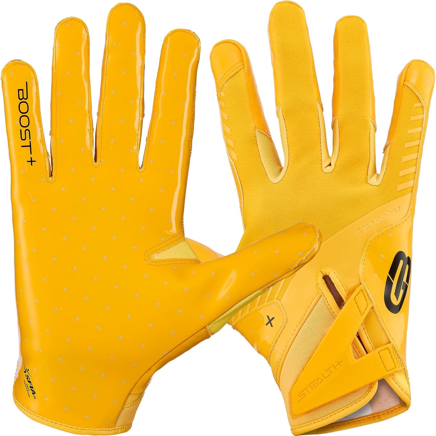 Football Gloves - Solid Stealth 6.0 Boost Plus Sticky Technology - Adult and Youth Football Gloves for Wide Receiver - Men's and Boys Sizes