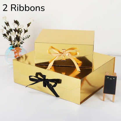 1 Gold Gift Box 8x7X3.5 Inch,Magnetic Lid Collapsible Gift Box | Luxury Gift Boxe for Birthdays Christmas Wedding ,Include Shredded Paper Filler