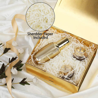 1 Gold Gift Box 8x7X3.5 Inch,Magnetic Lid Collapsible Gift Box | Luxury Gift Boxe for Birthdays Christmas Wedding ,Include Shredded Paper Filler