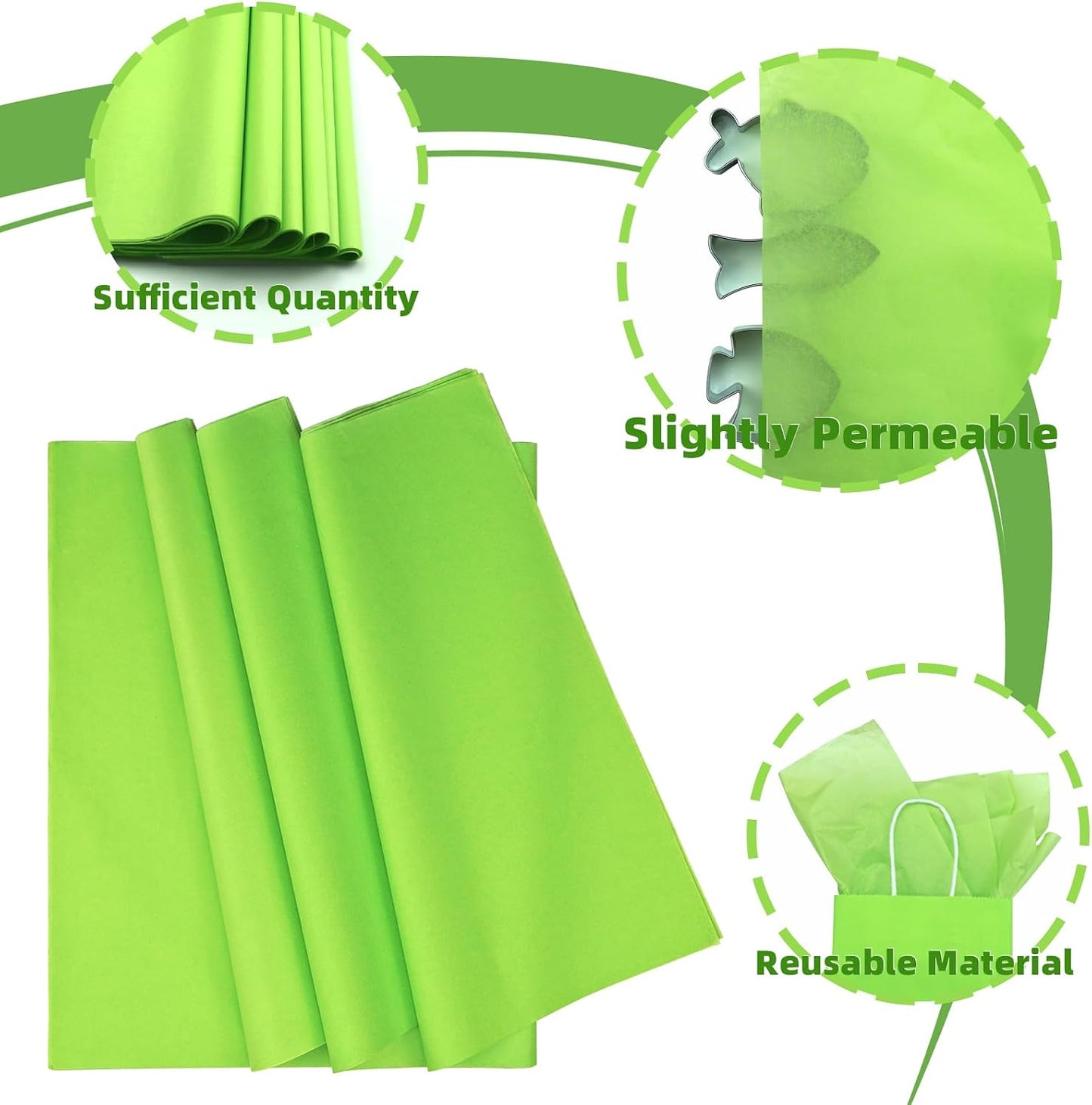 120 Sheets Light Green Tissue Paper Bulk for Gift Bags,14X20 Inch | Wrapping Tissue Paper for Packaging Floral Art Crafts Wedding Birthday Party Decorative (Light Green)