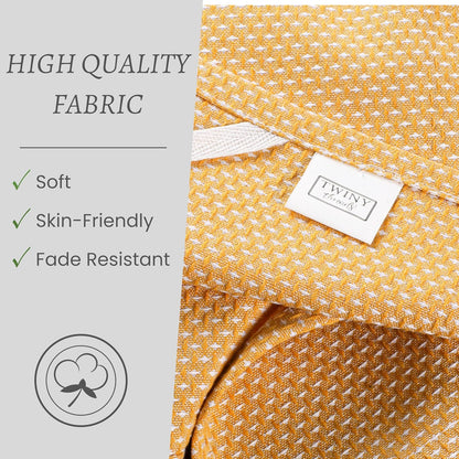 6-Pack Kitchen Towels, 100% Cotton Dotted Weave, 18x28 Inch, Soft & Absorbent Wash Cloths Set with Hanging Loop, Washable and Reusable Dishcloths for Cooking, Cleaning - Mustard Yellow