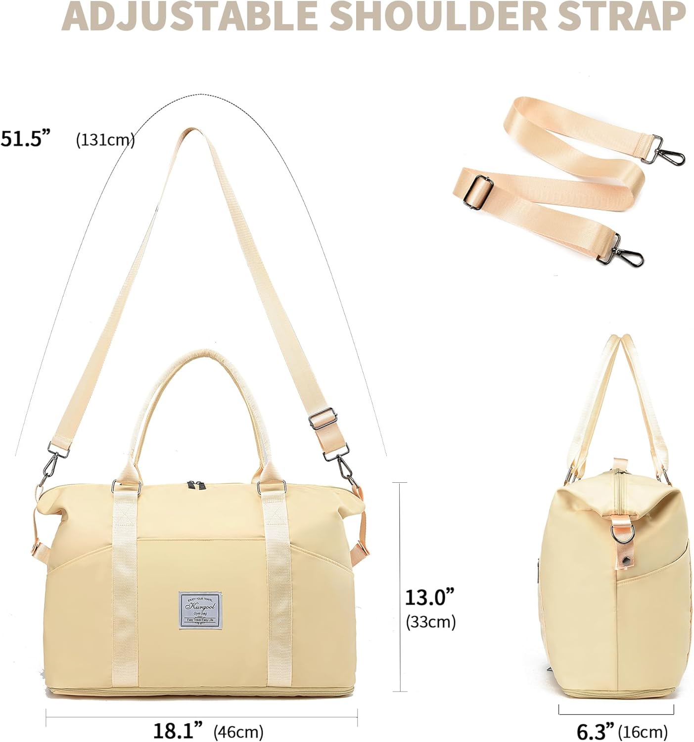 Gym Bag with Wet Pocket, Foldable Travel Duffle Bag Carry On Weekender Bags for Women, Waterproof Overnight Bag for Travel, Gym, Yoga