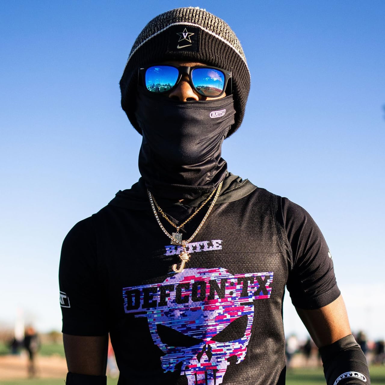 Sports Performance Mask | Moisture-wicking AirTek fabric, Keeps you cool and dry, Tight fit for helmet on and off, Short neckline hugs closely