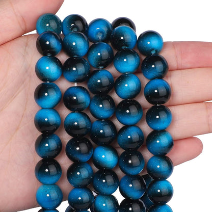 38PCS 10mm Yellow Tiger Eye Gemstone Beads for Jewelry Making, Round Smooth Glass Beads for DIY Bracelet Necklace Earring Keychain, Arts and Crafts, for Christmas Wedding Birthday