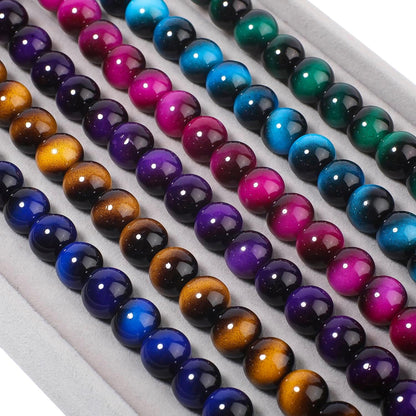 38PCS 10mm Yellow Tiger Eye Gemstone Beads for Jewelry Making, Round Smooth Glass Beads for DIY Bracelet Necklace Earring Keychain, Arts and Crafts, for Christmas Wedding Birthday
