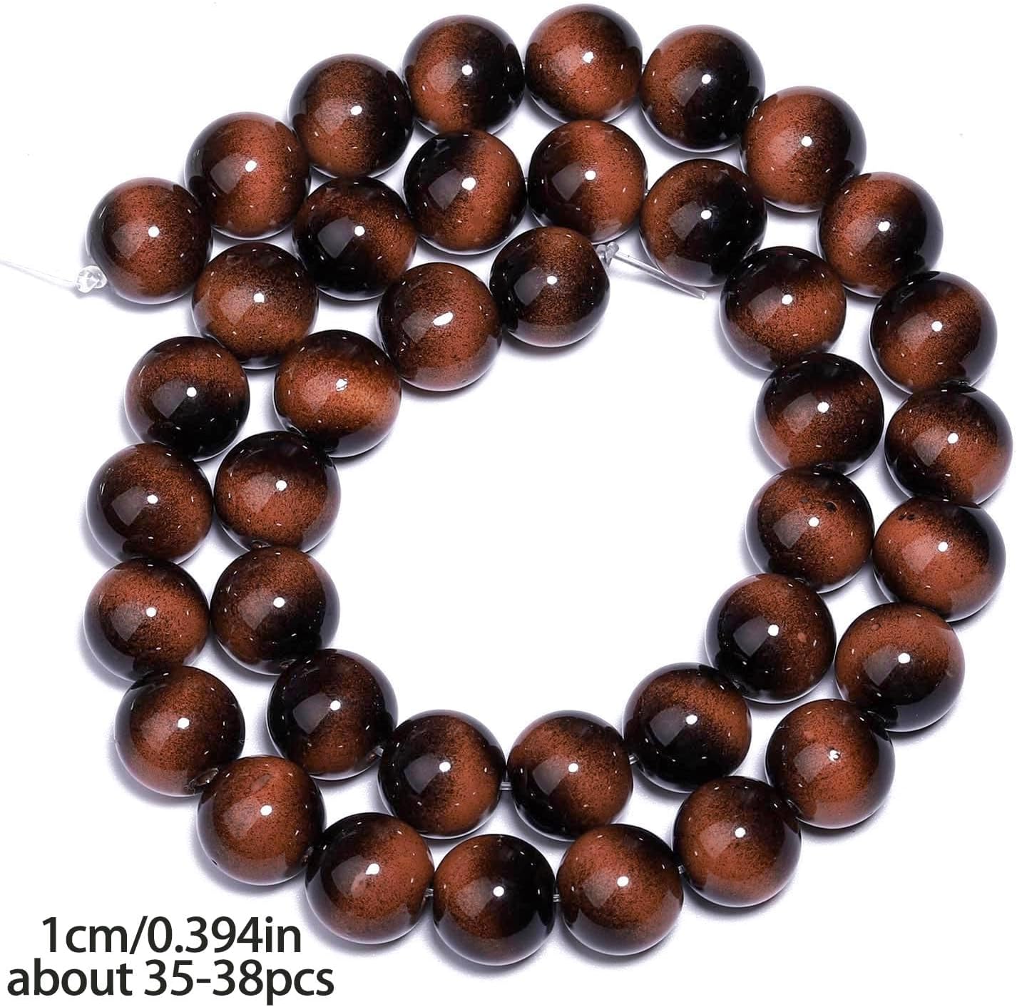 38PCS 10mm Yellow Tiger Eye Gemstone Beads for Jewelry Making, Round Smooth Glass Beads for DIY Bracelet Necklace Earring Keychain, Arts and Crafts, for Christmas Wedding Birthday