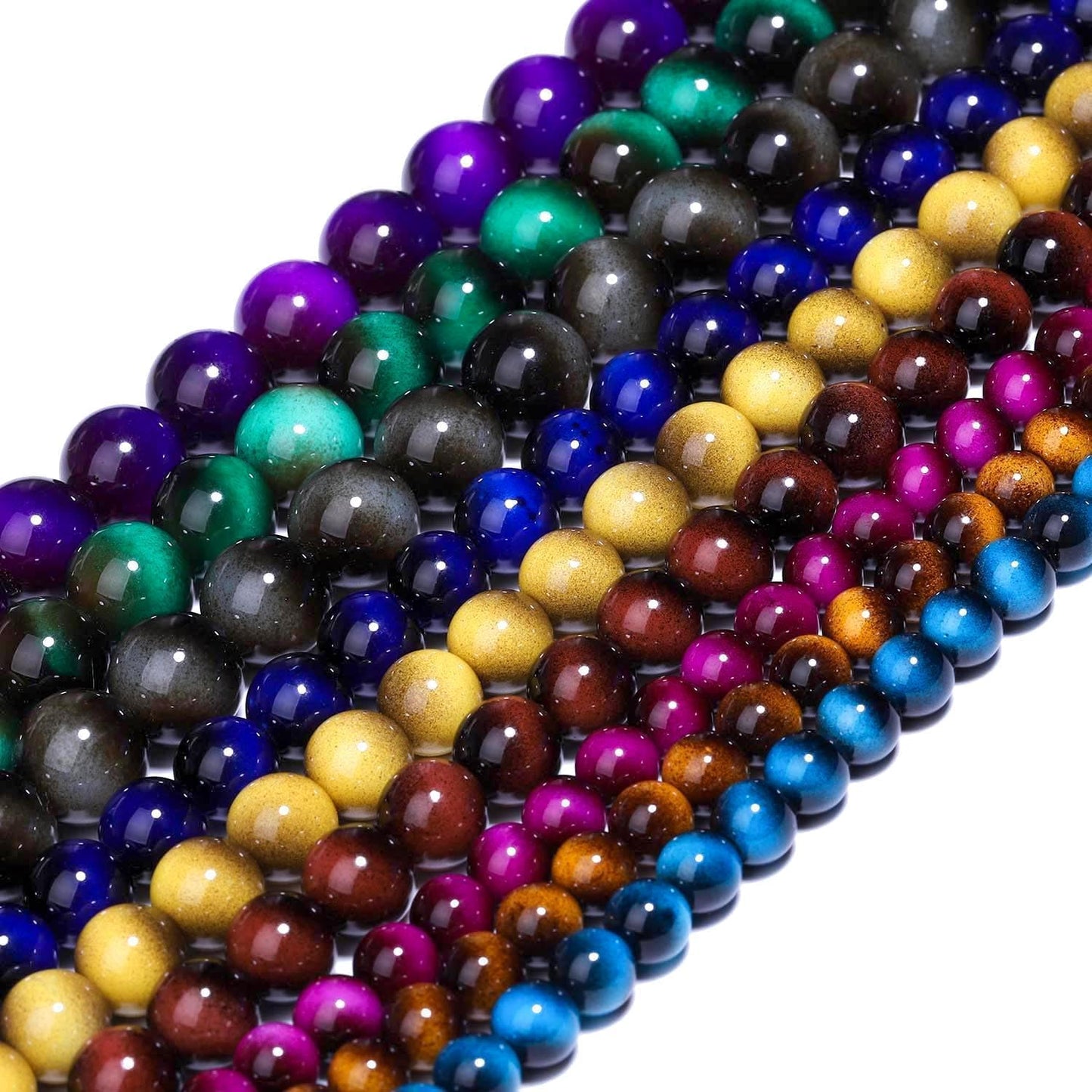38PCS 10mm Yellow Tiger Eye Gemstone Beads for Jewelry Making, Round Smooth Glass Beads for DIY Bracelet Necklace Earring Keychain, Arts and Crafts, for Christmas Wedding Birthday