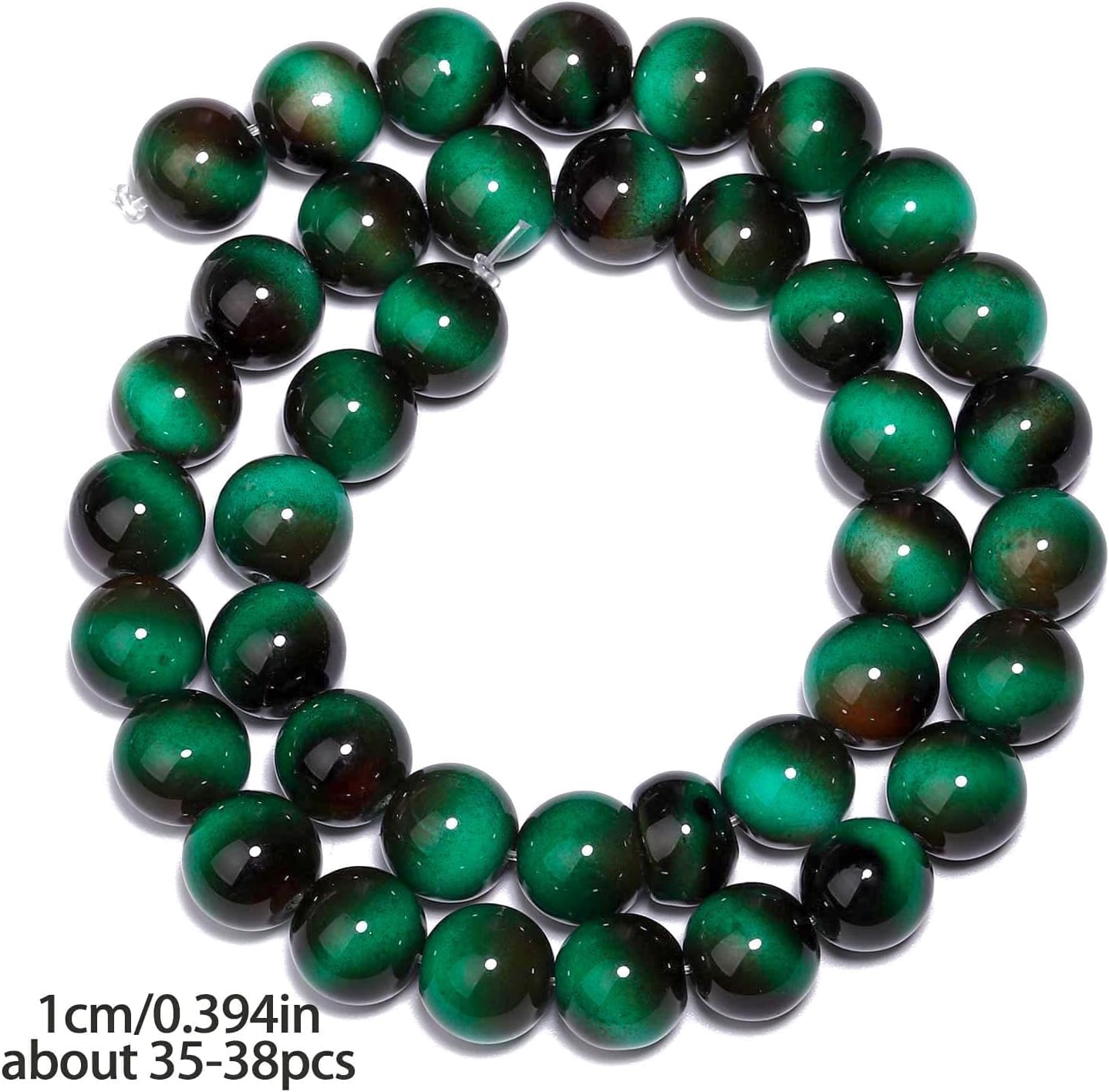 38PCS 10mm Yellow Tiger Eye Gemstone Beads for Jewelry Making, Round Smooth Glass Beads for DIY Bracelet Necklace Earring Keychain, Arts and Crafts, for Christmas Wedding Birthday