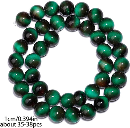 38PCS 10mm Yellow Tiger Eye Gemstone Beads for Jewelry Making, Round Smooth Glass Beads for DIY Bracelet Necklace Earring Keychain, Arts and Crafts, for Christmas Wedding Birthday