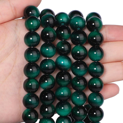 38PCS 10mm Yellow Tiger Eye Gemstone Beads for Jewelry Making, Round Smooth Glass Beads for DIY Bracelet Necklace Earring Keychain, Arts and Crafts, for Christmas Wedding Birthday