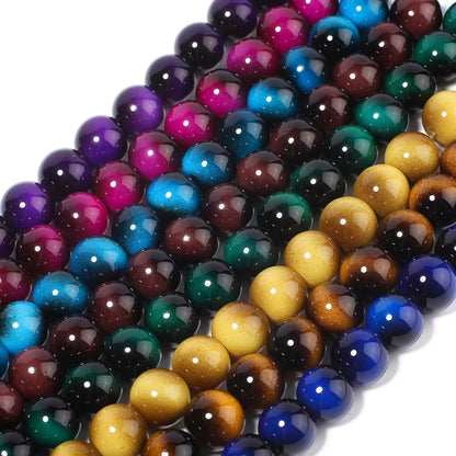 38PCS 10mm Yellow Tiger Eye Gemstone Beads for Jewelry Making, Round Smooth Glass Beads for DIY Bracelet Necklace Earring Keychain, Arts and Crafts, for Christmas Wedding Birthday
