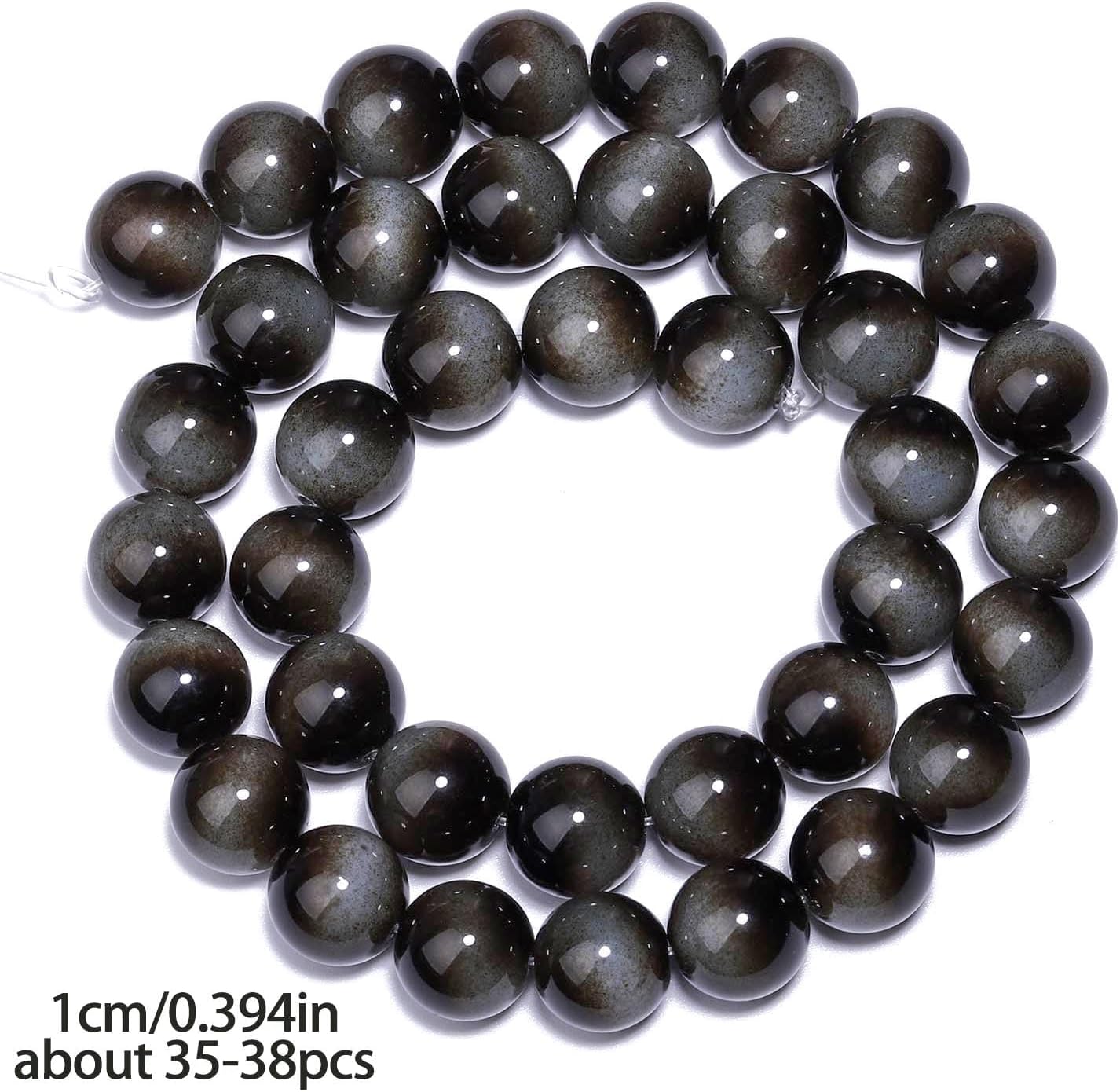 38PCS 10mm Yellow Tiger Eye Gemstone Beads for Jewelry Making, Round Smooth Glass Beads for DIY Bracelet Necklace Earring Keychain, Arts and Crafts, for Christmas Wedding Birthday