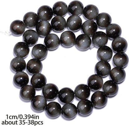38PCS 10mm Yellow Tiger Eye Gemstone Beads for Jewelry Making, Round Smooth Glass Beads for DIY Bracelet Necklace Earring Keychain, Arts and Crafts, for Christmas Wedding Birthday