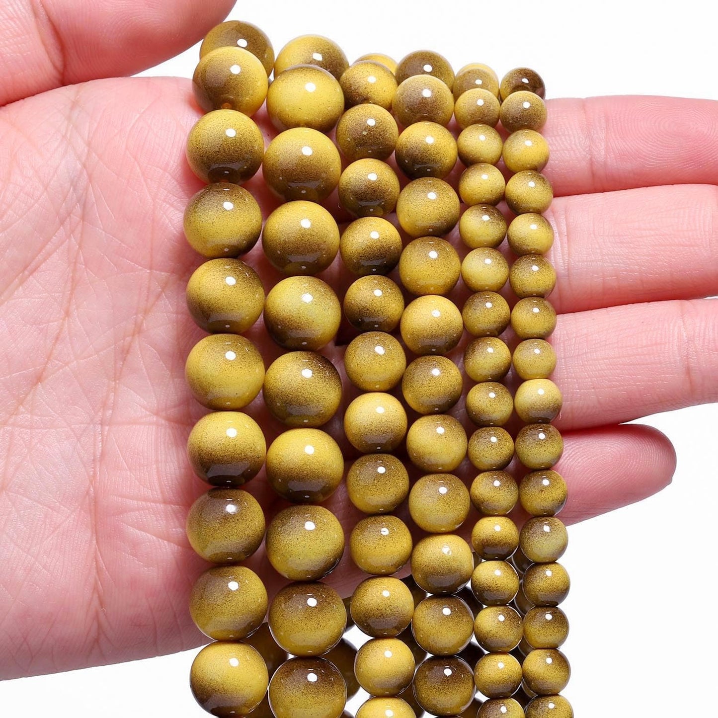 38PCS 10mm Yellow Tiger Eye Gemstone Beads for Jewelry Making, Round Smooth Glass Beads for DIY Bracelet Necklace Earring Keychain, Arts and Crafts, for Christmas Wedding Birthday