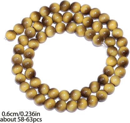 38PCS 10mm Yellow Tiger Eye Gemstone Beads for Jewelry Making, Round Smooth Glass Beads for DIY Bracelet Necklace Earring Keychain, Arts and Crafts, for Christmas Wedding Birthday