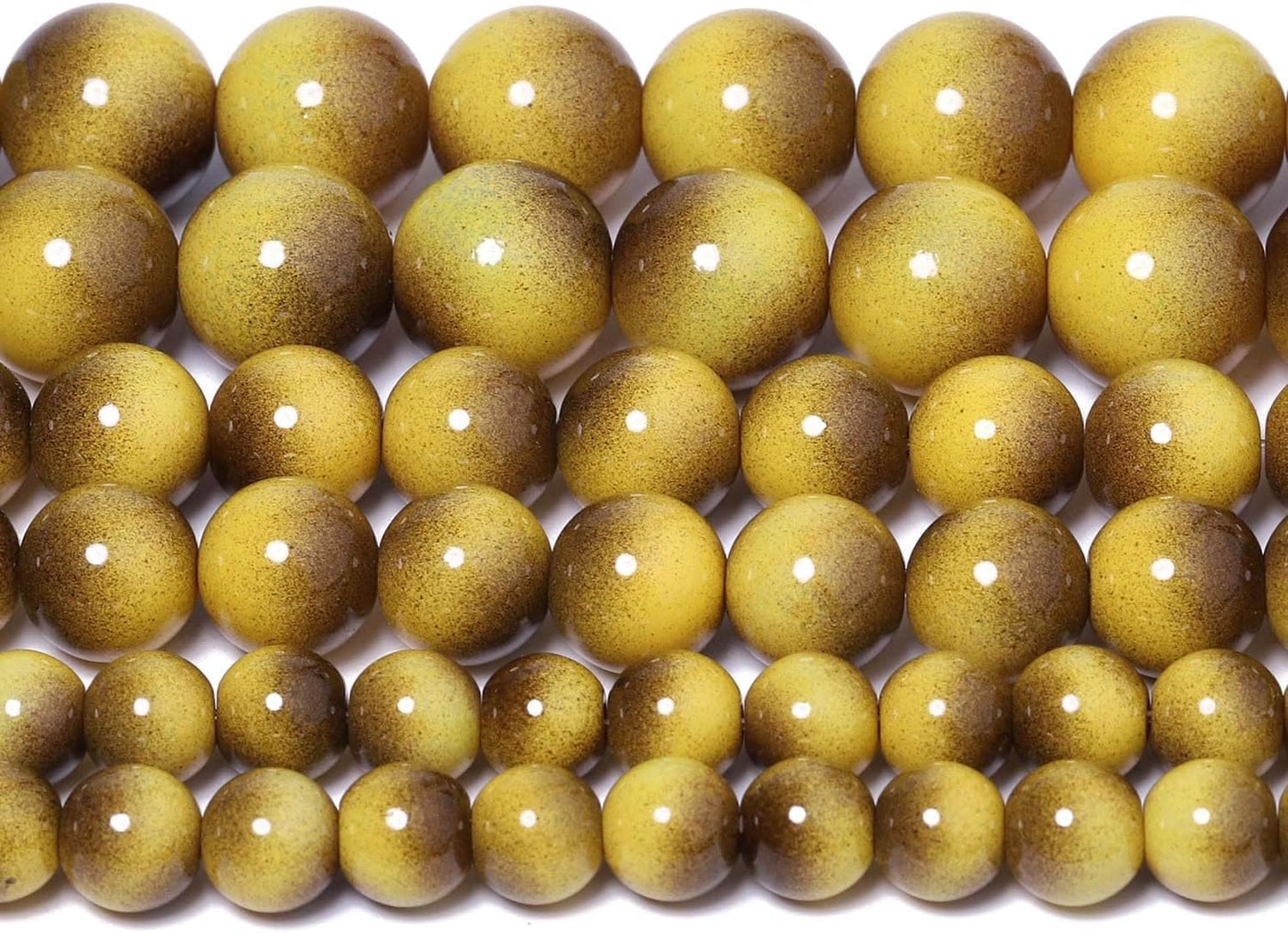 38PCS 10mm Yellow Tiger Eye Gemstone Beads for Jewelry Making, Round Smooth Glass Beads for DIY Bracelet Necklace Earring Keychain, Arts and Crafts, for Christmas Wedding Birthday