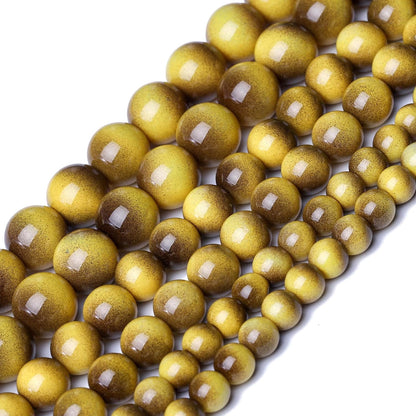 38PCS 10mm Yellow Tiger Eye Gemstone Beads for Jewelry Making, Round Smooth Glass Beads for DIY Bracelet Necklace Earring Keychain, Arts and Crafts, for Christmas Wedding Birthday
