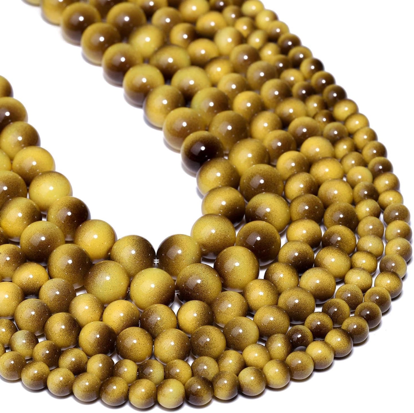 38PCS 10mm Yellow Tiger Eye Gemstone Beads for Jewelry Making, Round Smooth Glass Beads for DIY Bracelet Necklace Earring Keychain, Arts and Crafts, for Christmas Wedding Birthday