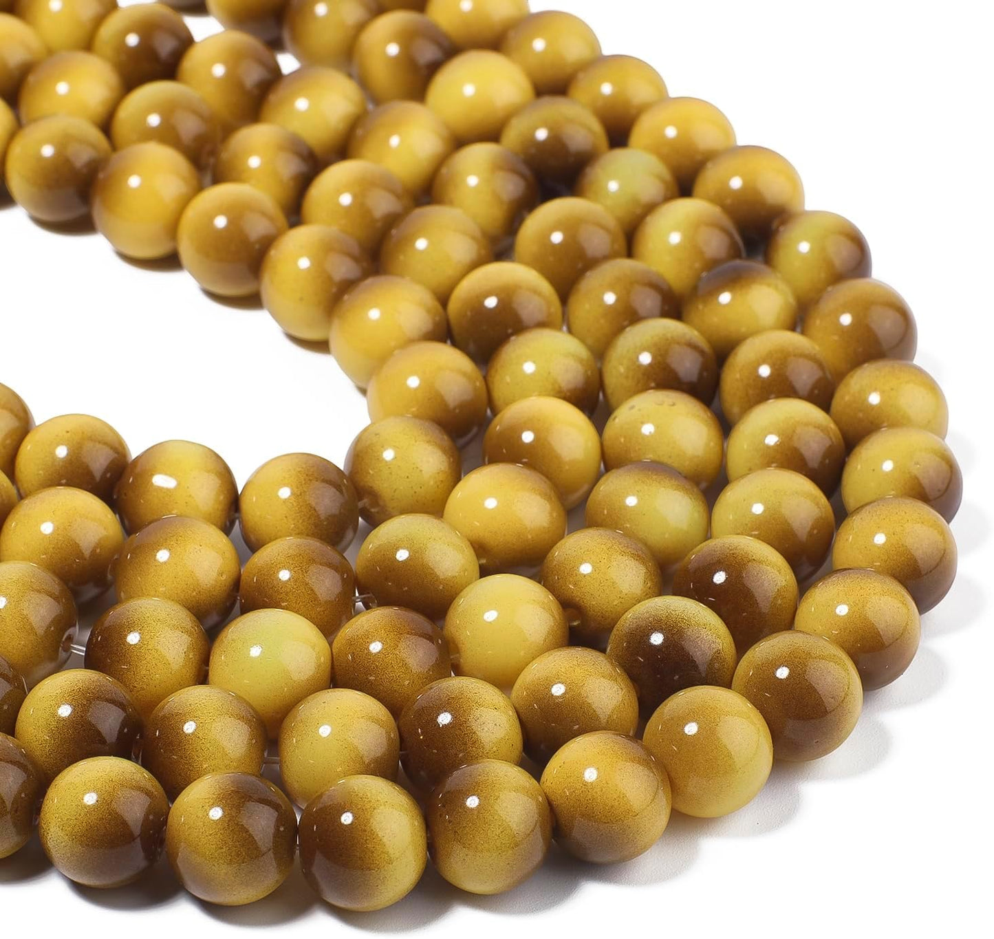 38PCS 10mm Yellow Tiger Eye Gemstone Beads for Jewelry Making, Round Smooth Glass Beads for DIY Bracelet Necklace Earring Keychain, Arts and Crafts, for Christmas Wedding Birthday